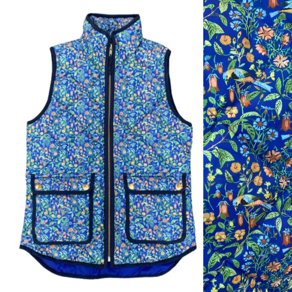 New J.CREW Liberty Catesby Floral Down Puffer Puffy Excursion Vest XXS